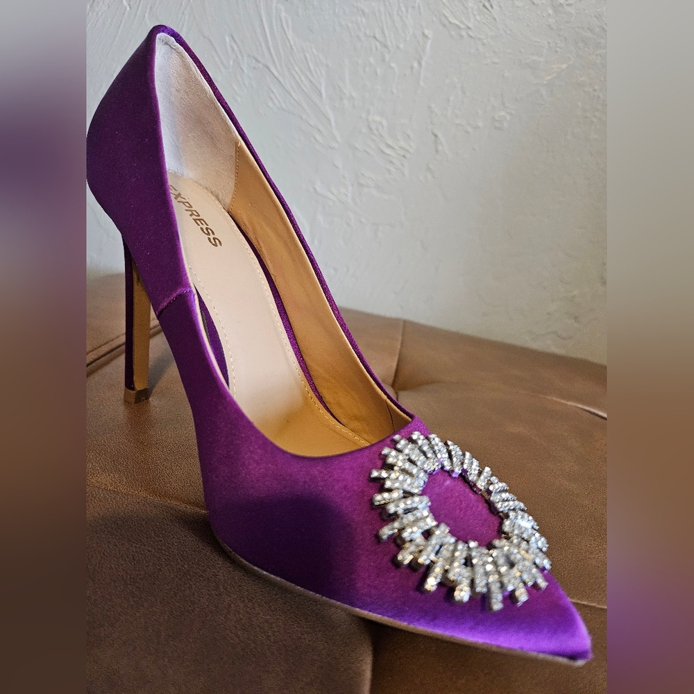 Purple satin Heels w/ Embellishments